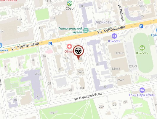 Карта автошколы на ул. Хохрякова