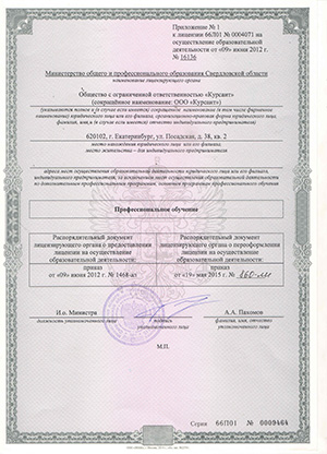 Приложение к лицензии